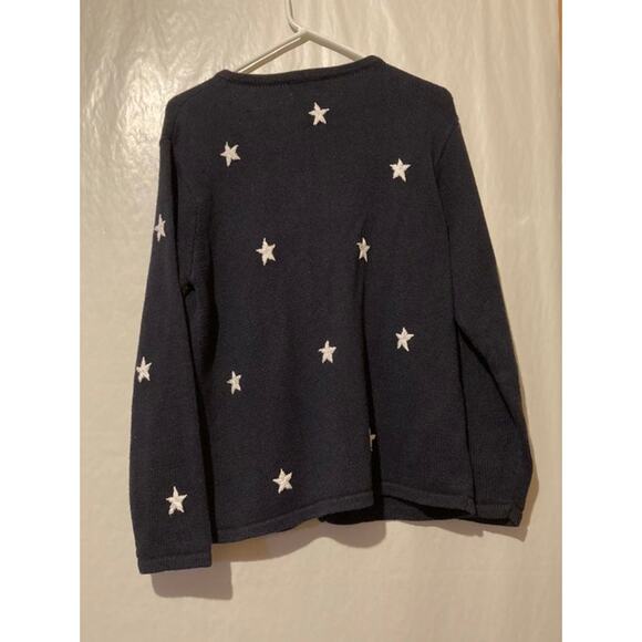 Quacker Factory Christmas Cardigan Red White & Blue ~ Snowmen Stars MEDIUM - Picture 7 of 7